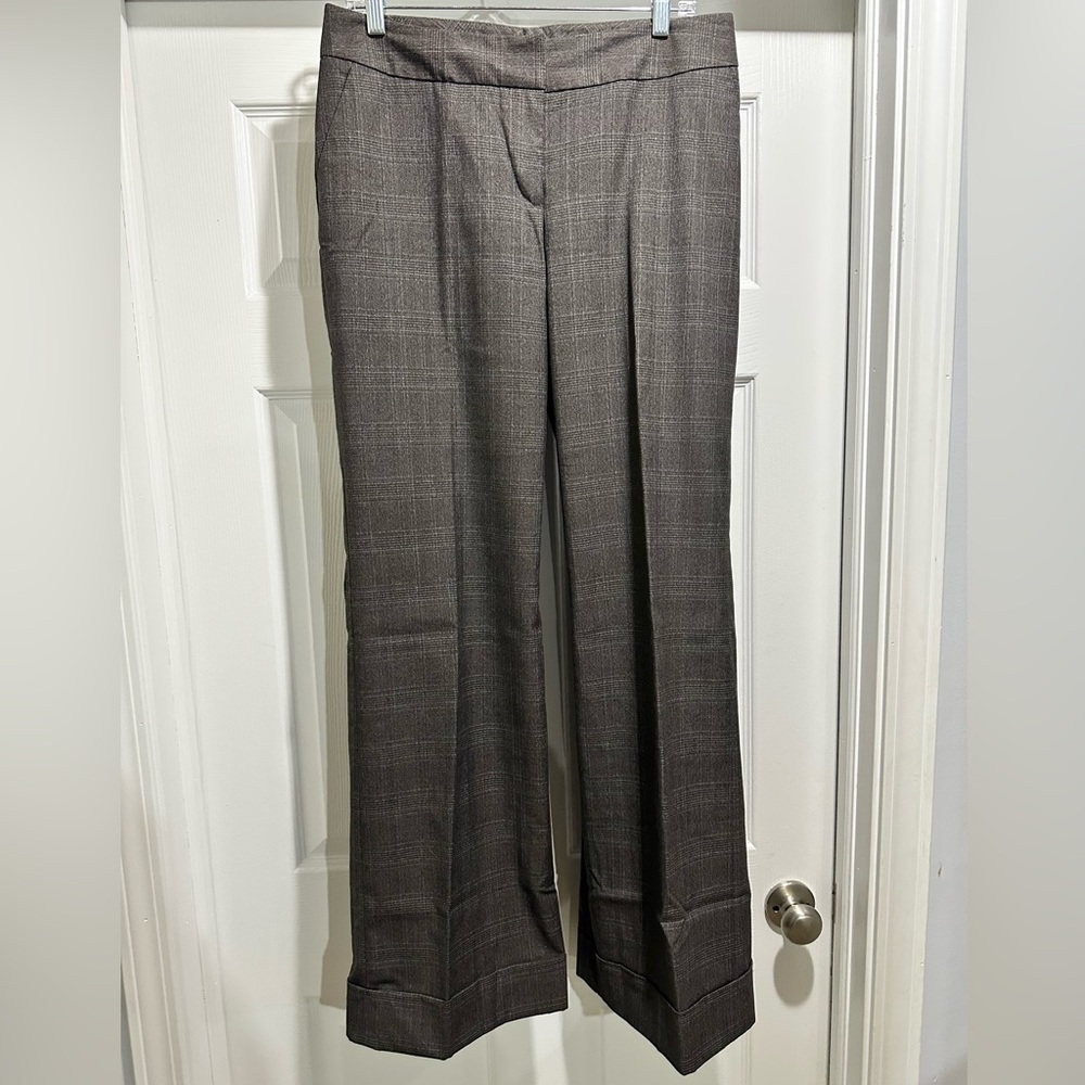 Semantiks Brown Plaid Wide-Leg Trousers